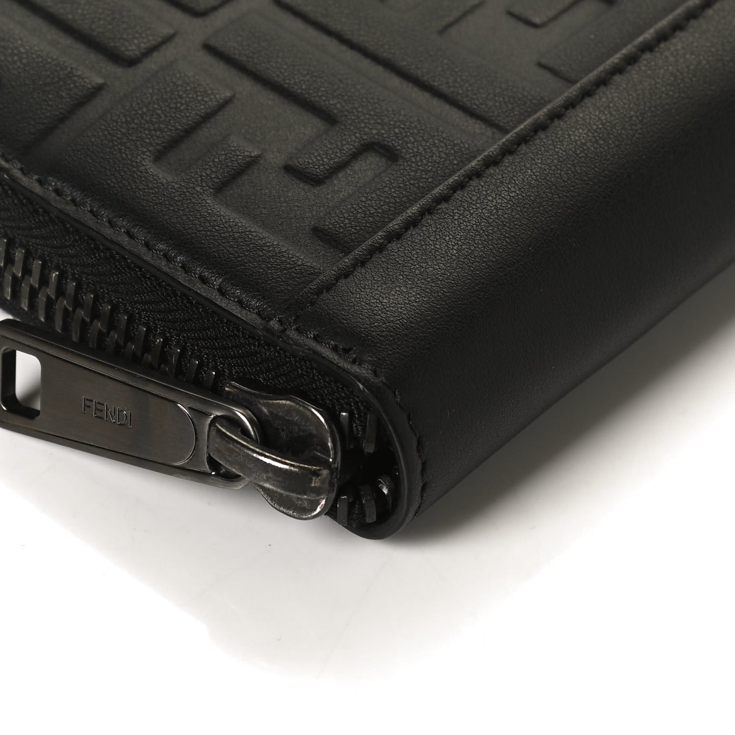 Vitello Grace FF 1974 Embossed Zip Around Wallet Black