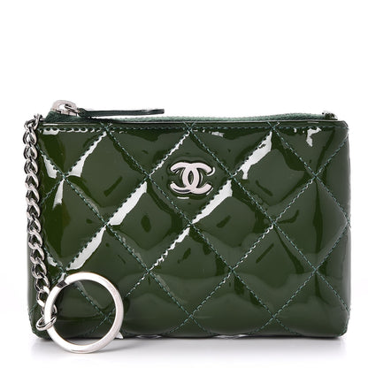 Chanel Patent Quilted Key Holder Case Green 1 of 7