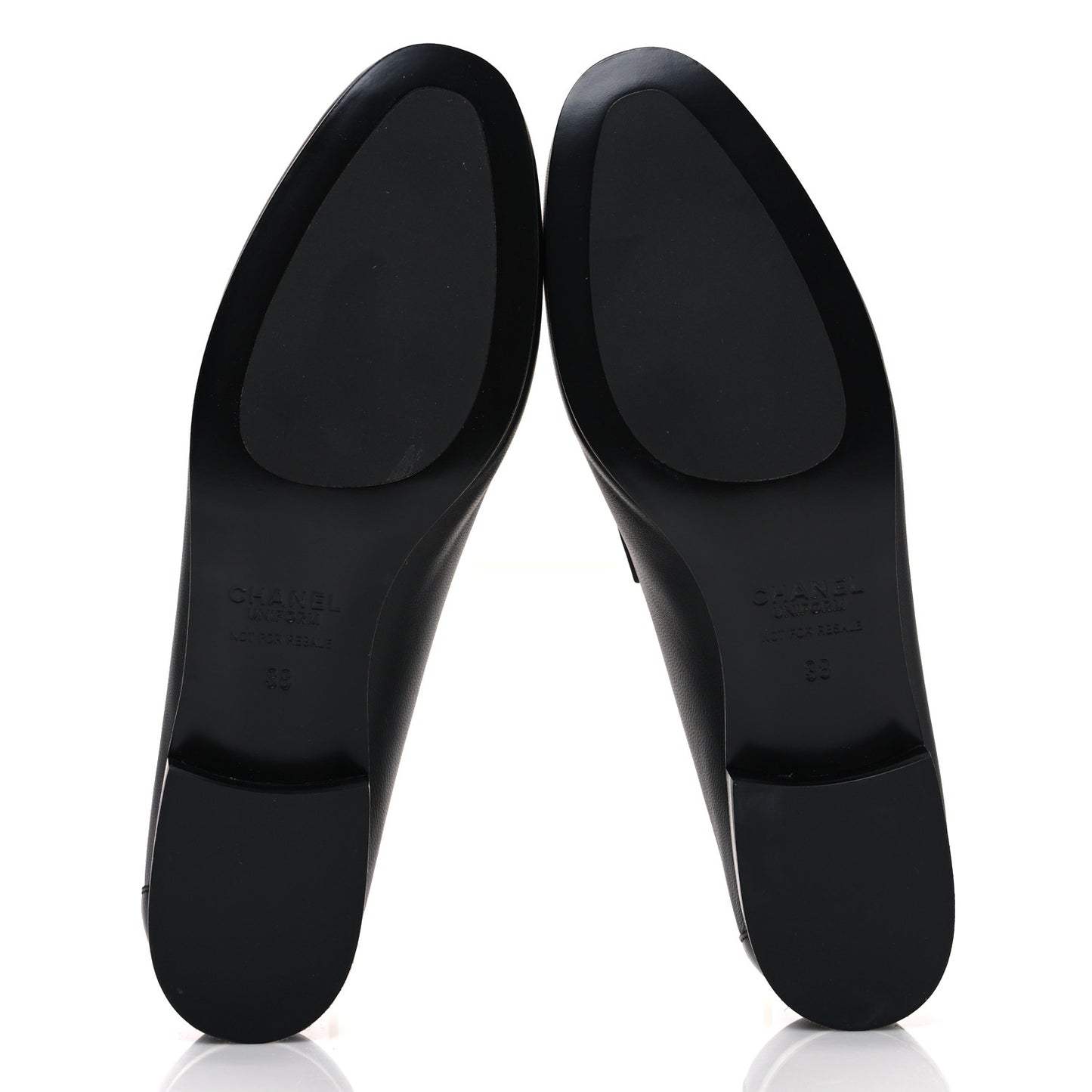 Calfskin Womens Stitched CC Loafers 38 Black