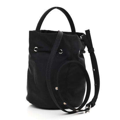 Balenciaga Recycled Sport Nylon Logo Embroidered Wheel Drawstring Bucket Bag Black Pink 3 of 10
