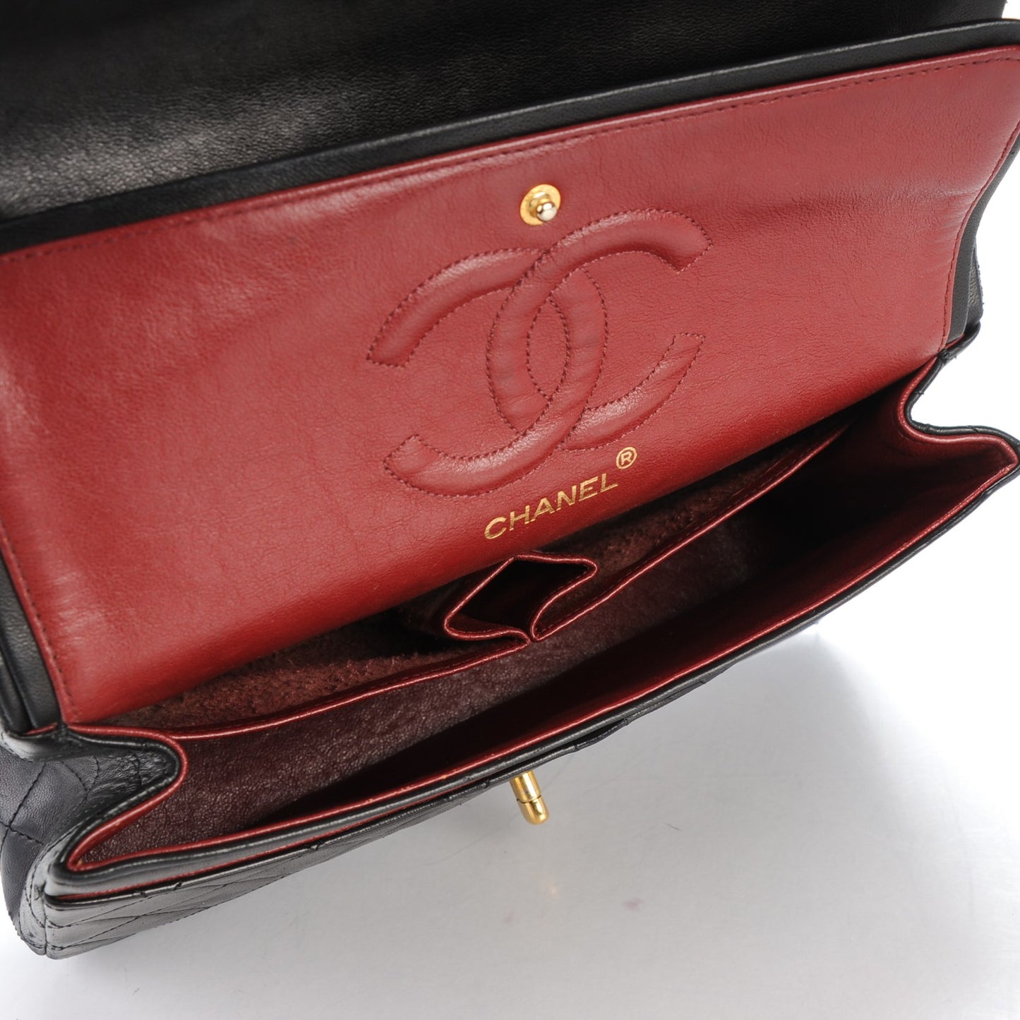 Lambskin Quilted Medium Double Flap Black