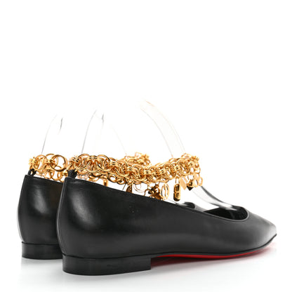 Christian Louboutin Kid Gourmi Ballerina Flats 40 Black Gold 4 of 10