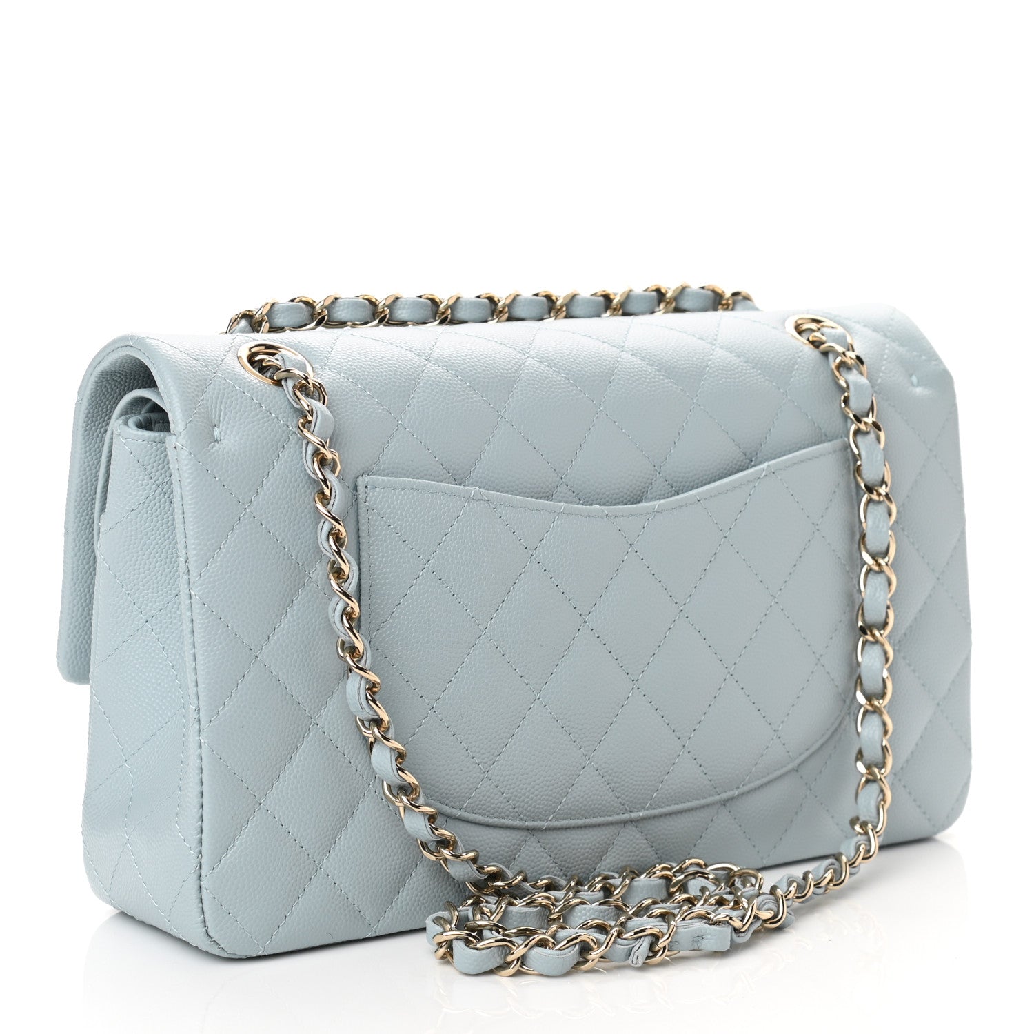 Chanel Caviar Quilted Medium Double Flap Light Blue 2 of 10