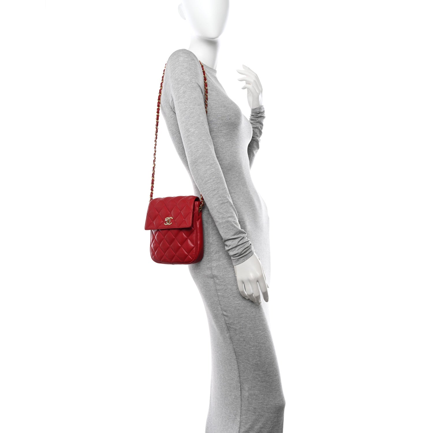 Chanel Lambskin Quilted Flap Crossbody Red 3 of 14