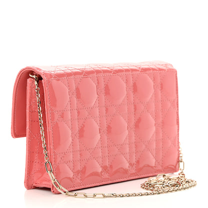 Christian Dior Patent Cannage Lady Dior Chain Pouch Pink 3 of 13