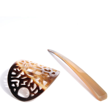 Hermes Buffalo Horn Curved Rocaille Hair Barette Natural 4 of 5