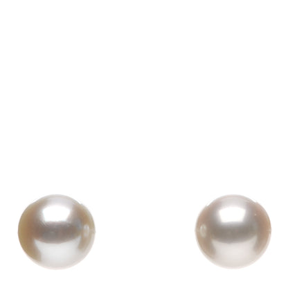 Tiffany 18K White Gold Akoya Pearl 8mm Signature Earrings 1 of 5