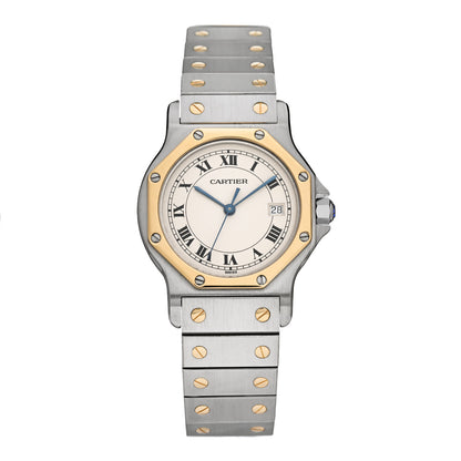Cartier Stainless Steel 18K Yellow Gold 29mm Santos Octagon Quartz Watch 1 of 4