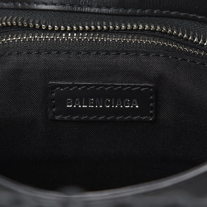 Balenciaga Canvas Satin Calfskin Diagonal Allover Logo Print Classic Silver Hardware Mini City Natural Black 6 of 8