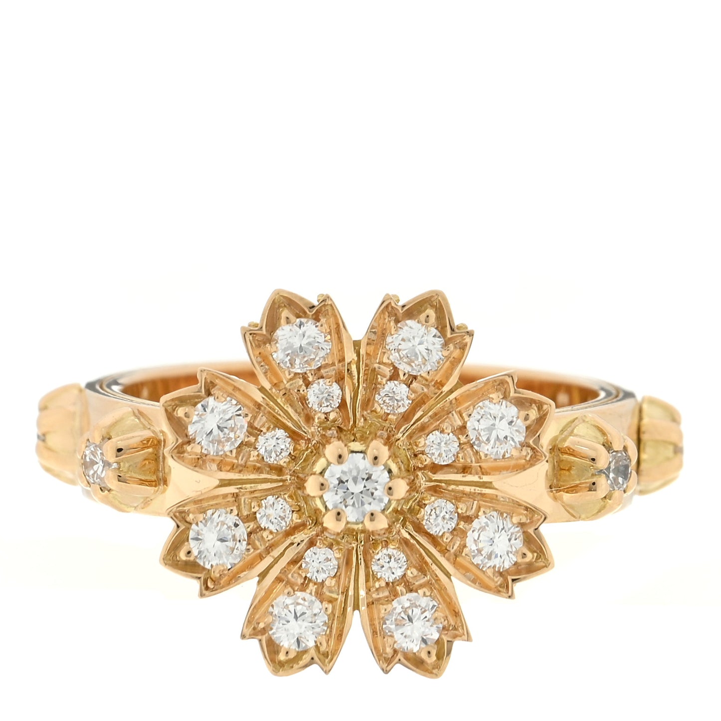 18K Yellow Gold Diamond Flora Ring 52 6