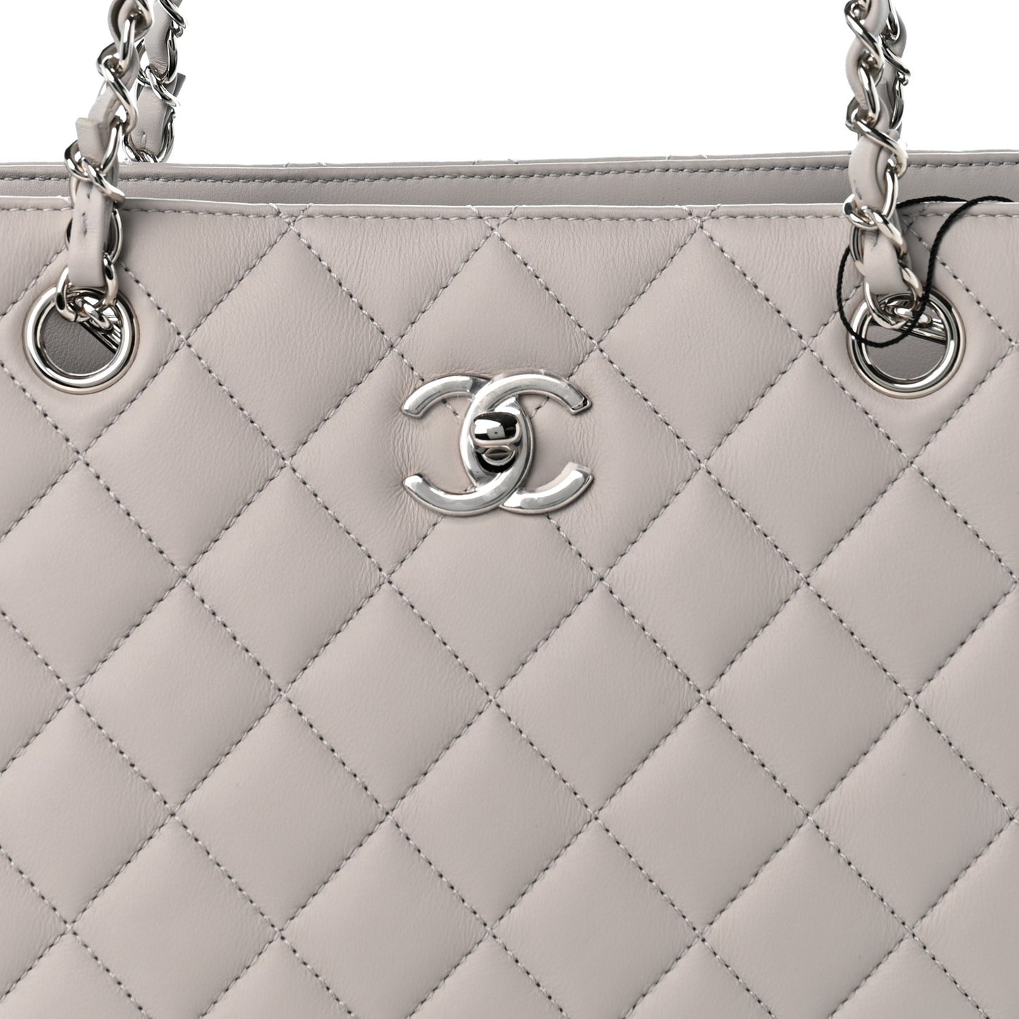 Calfskin Quilted Large Classic Shopping Tote Grey