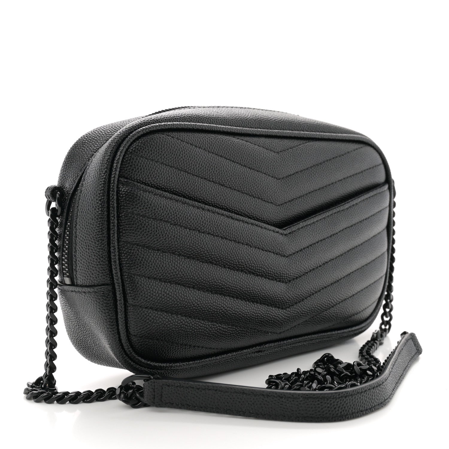 Saint Laurent Grain De Poudre Matelasse Monochrome Monogram Mini Lou Camera Bag Black 3 of 11