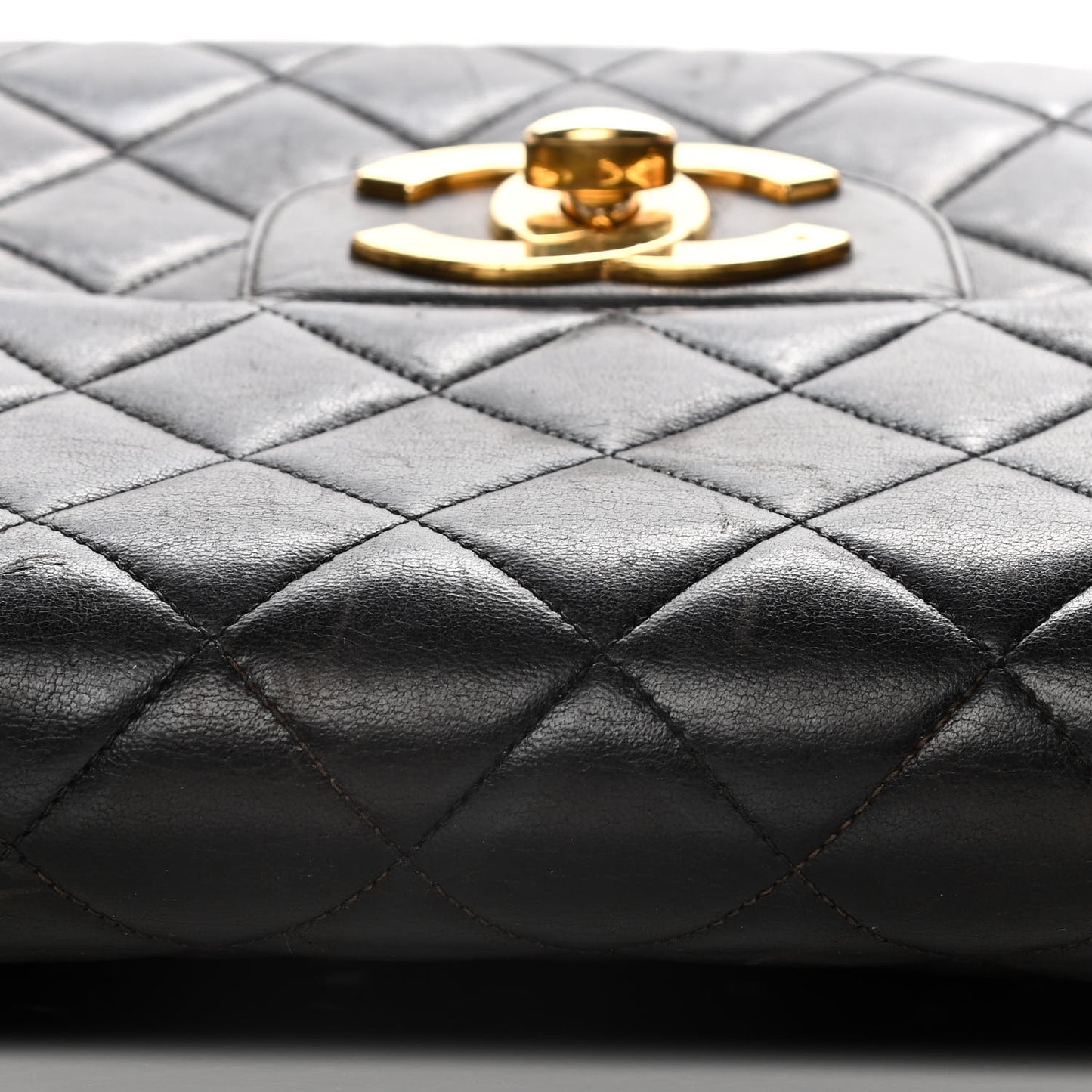 Lambskin Quilted XL Jumbo Single Flap Black
