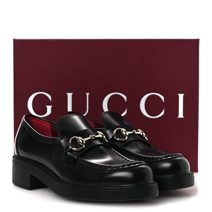Gucci Calfskin Horsebit Womens Lug Sole Loafers 38.5 Black 12 of 12