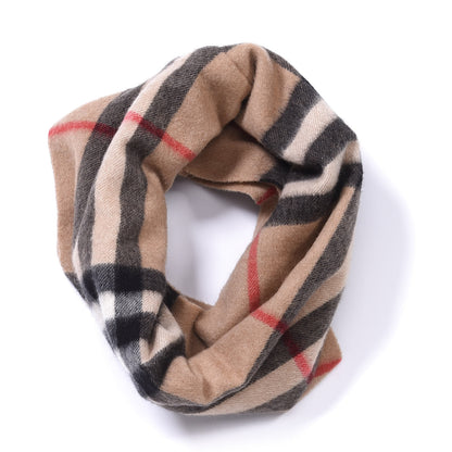 Burberry Children's Cashmere Check Snood Scarf Camel 2 of 3