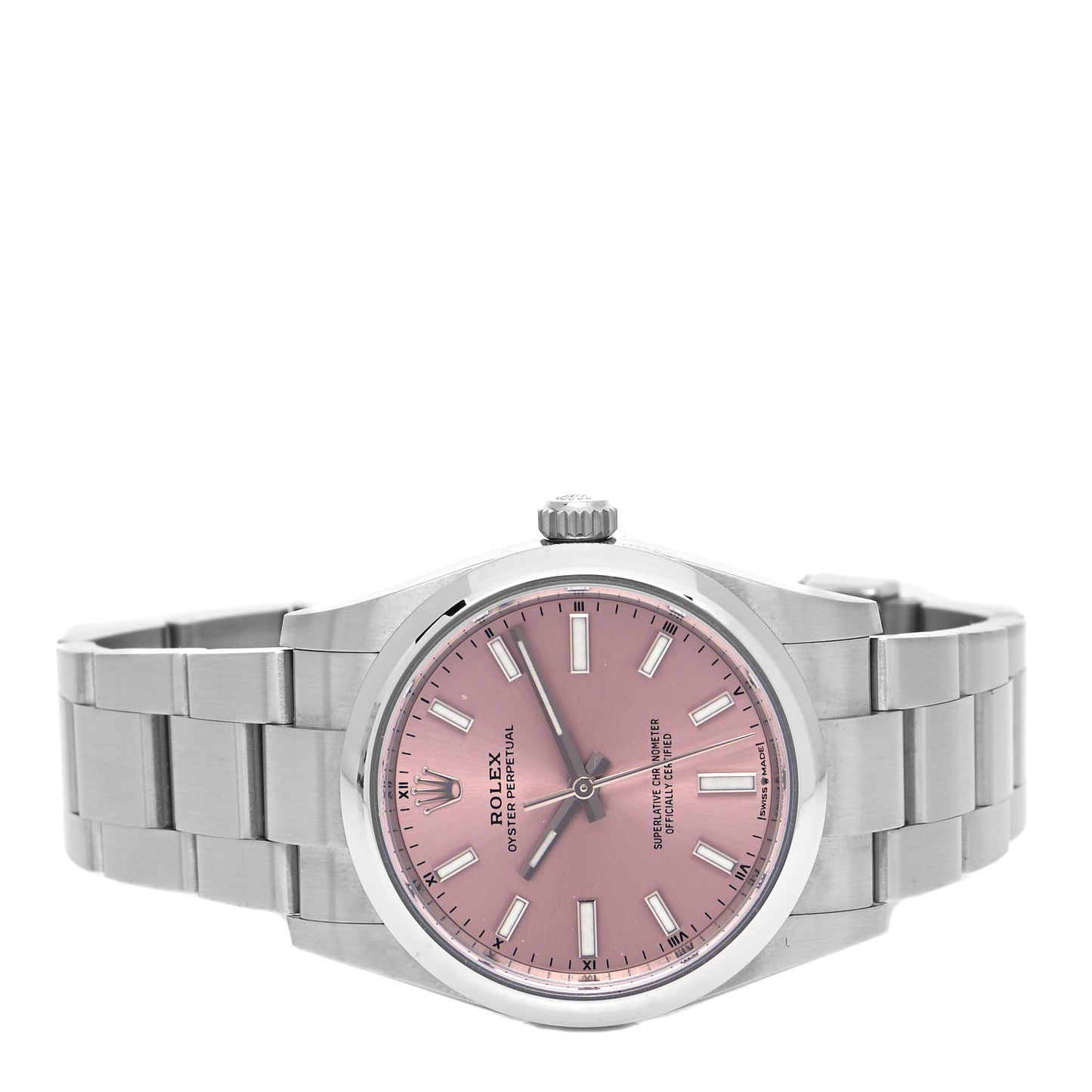 Stainless Steel 34mm Oyster Perpetual Watch Pink 124200