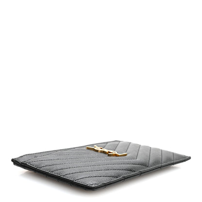 Saint Laurent Grain De Poudre Chevron Monogram Bill Pouch Black 4 of 8