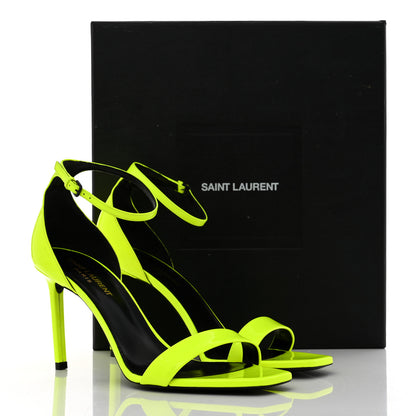 Saint Laurent Patent Calfskin Amber 105 Ankle Strap Sandals 39 Yellow Fluo 9 of 9