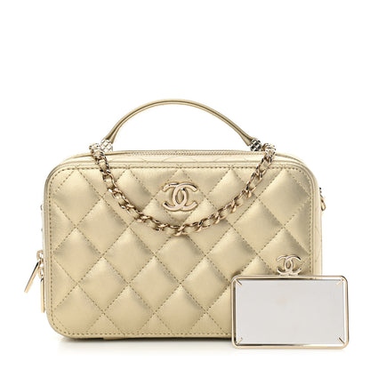Chanel Metallic Lambskin Quilted Top Handle Vanity Case Gold 1 of 10