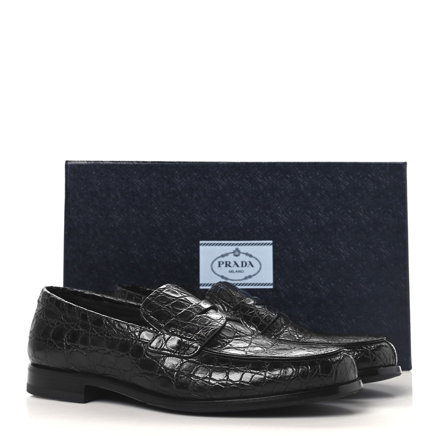 Prada Crocodile Mens Loafers 7 Black 1704430 – FASHIONPHILE