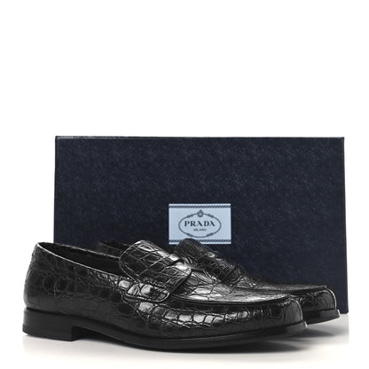 Prada Crocodile Mens Loafers 7 Black 10 of 10
