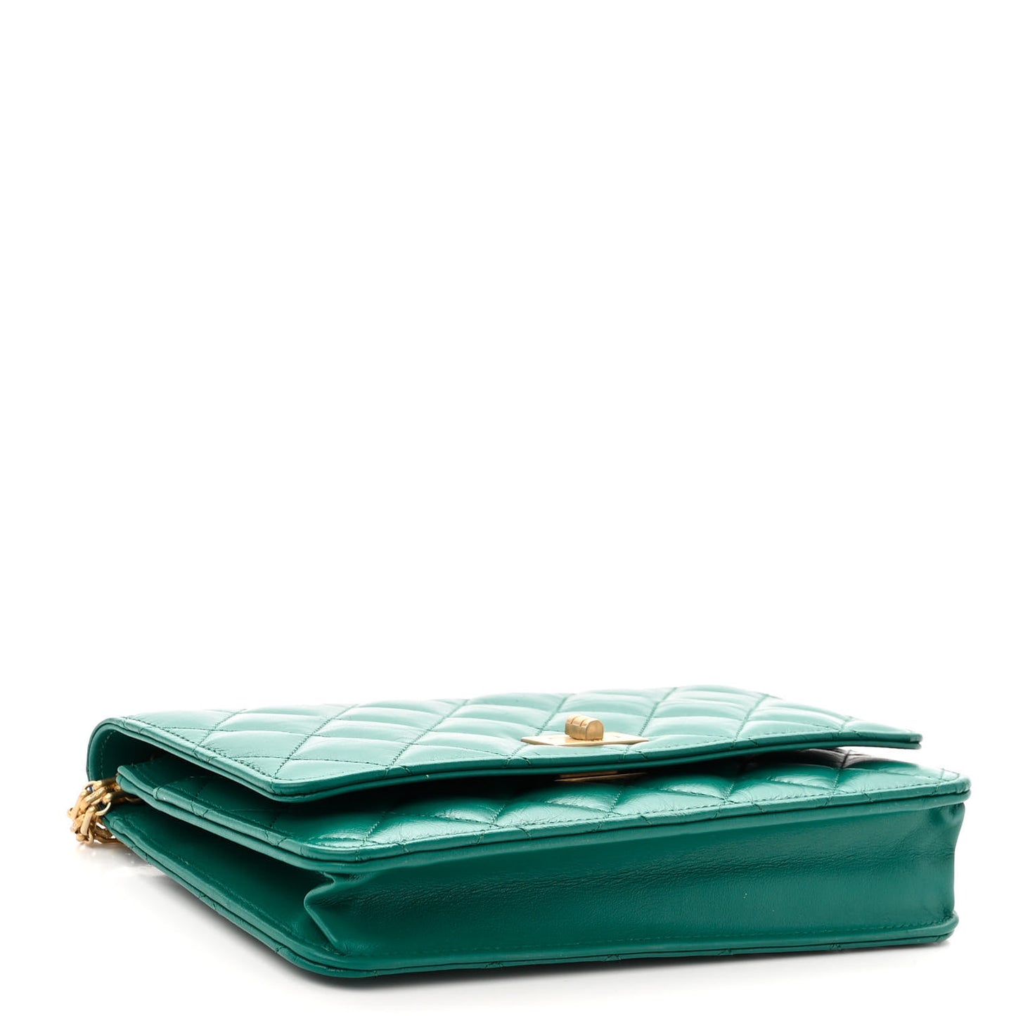 Aged Calfskin Quilted 2.55 Reissue Wallet On Chain WOC Green
