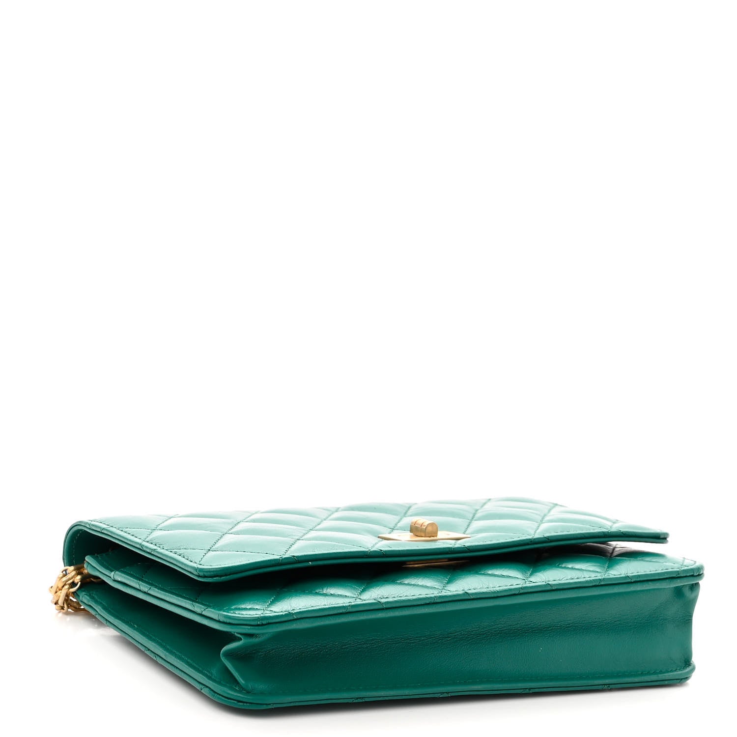 Chanel Aged Calfskin Quilted 2.55 Reissue Wallet On Chain WOC Green 4 of 9