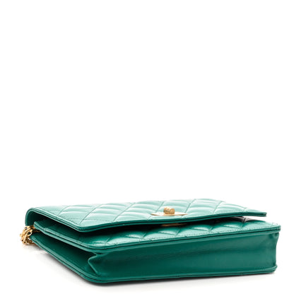 Chanel Aged Calfskin Quilted 2.55 Reissue Wallet On Chain WOC Green 4 of 9