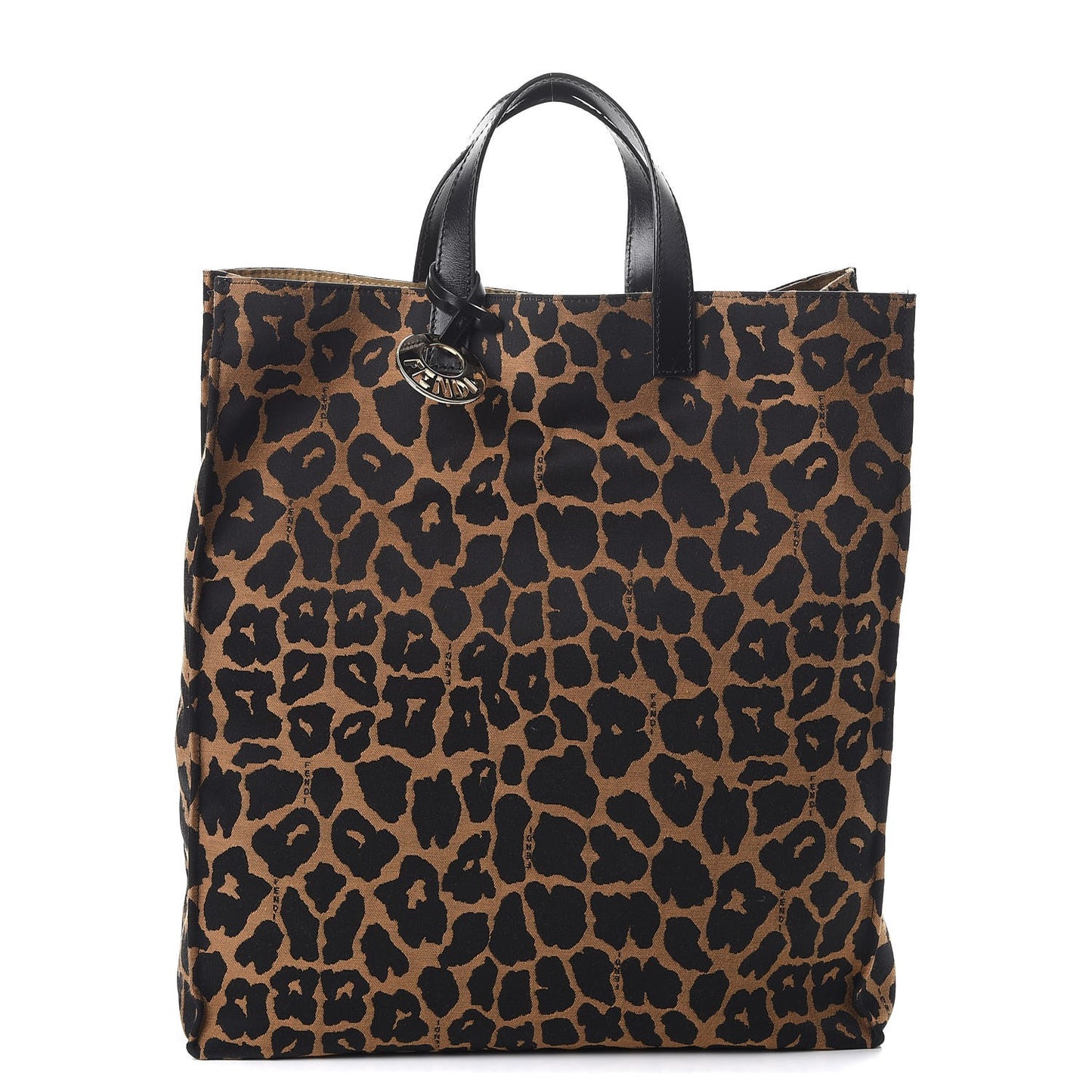 Jacquard Leopard Print Shopping Tote Brown