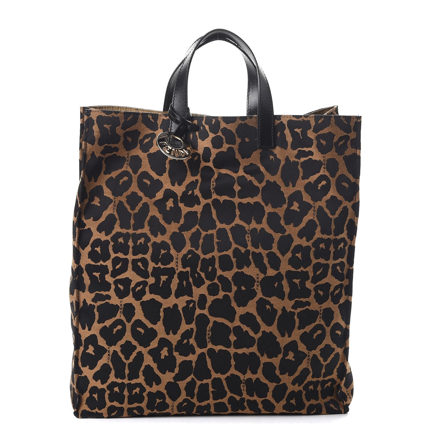 Fendi Jacquard Leopard Print Shopping Tote Brown 1 of 9