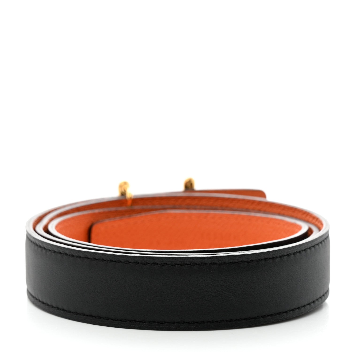 Hermes Swift Epsom 24mm H Torsade Belt 80 32 Black Orange 2 of 9