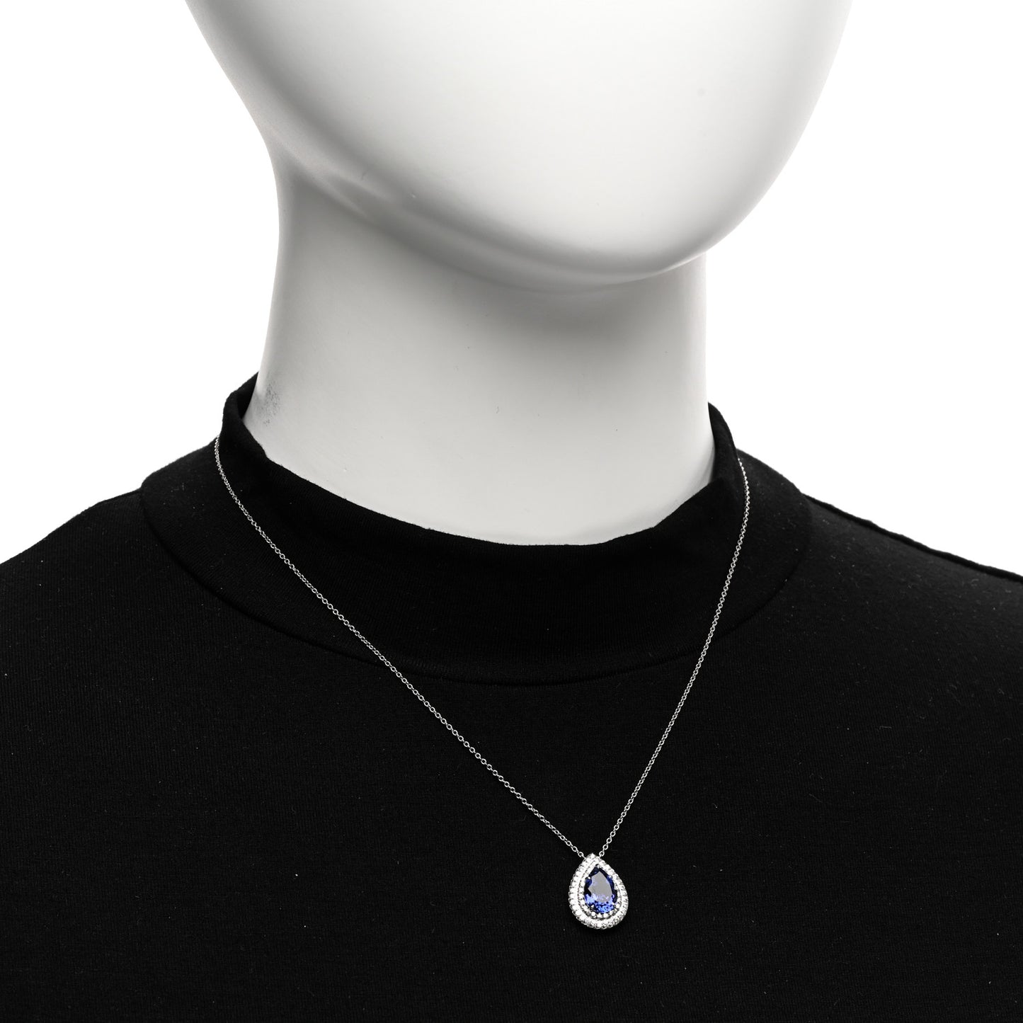 Platinum Diamond Tanzanite Pear Shaped Soleste Pendant Necklace