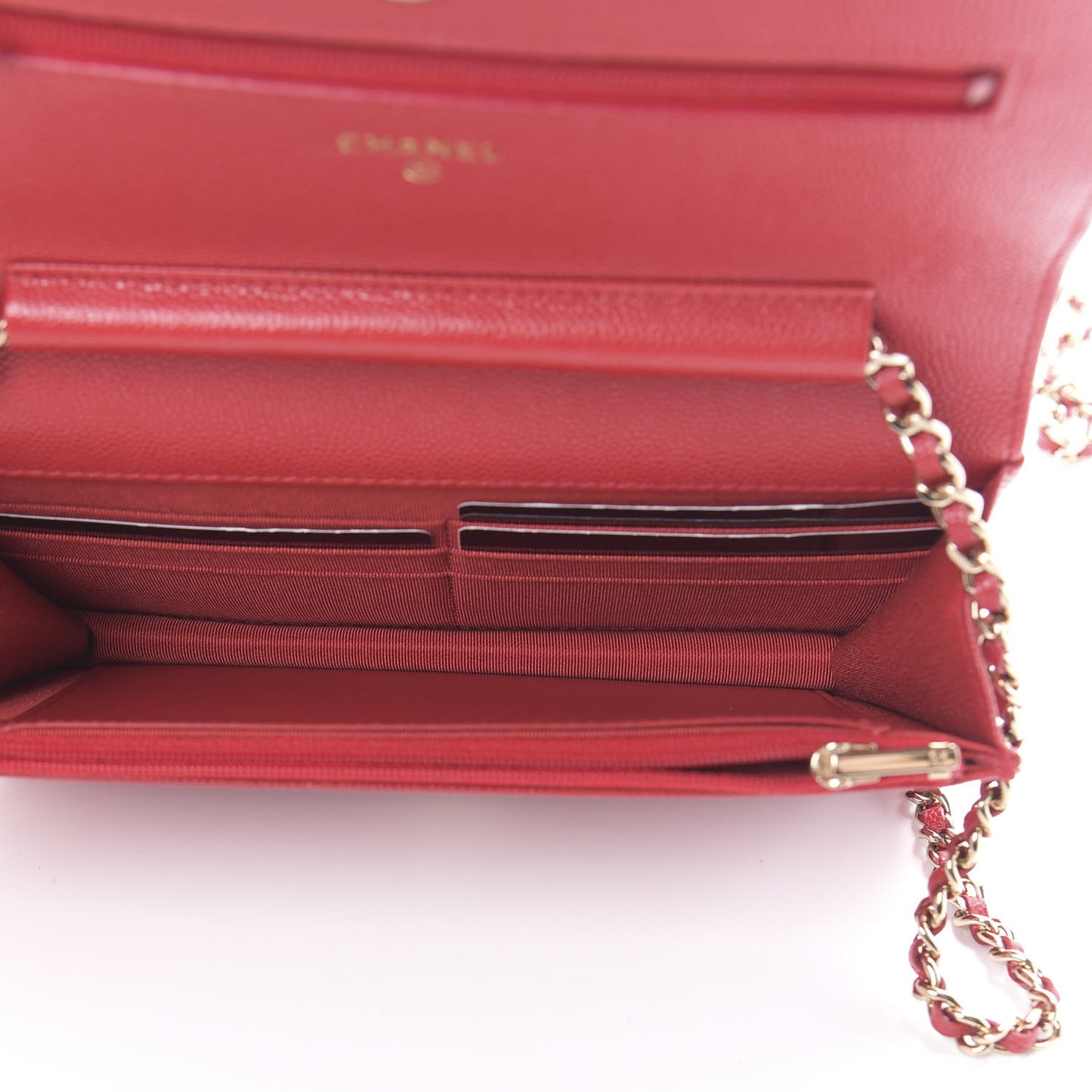Caviar Quilted Wallet on Chain WOC Red
