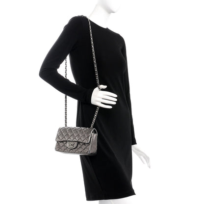 Chanel Metallic Lambskin Perforated Mini Rectangular Flap Grey 2 of 12