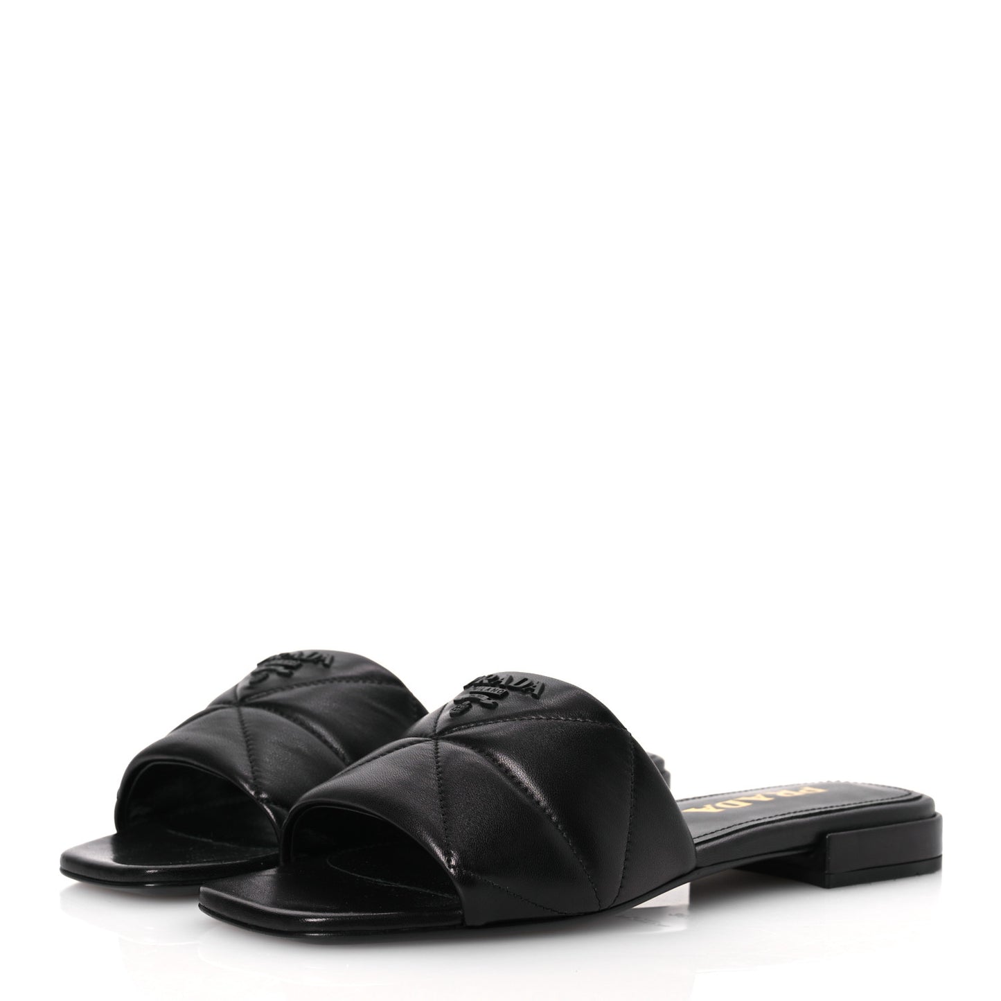 Nappa Logo Quilted 10mm Slide Sandals 36.5 Black
