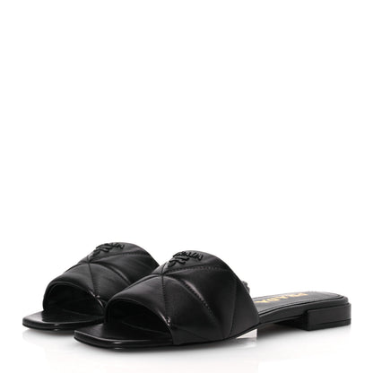 Prada Nappa Logo Quilted 10mm Slide Sandals 36.5 Black 4 of 10