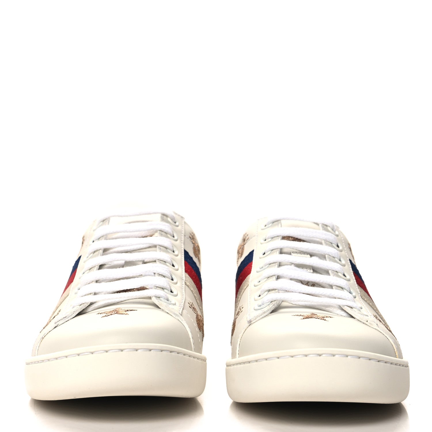 Gucci Calfskin Bee Star Embroidered Sylvie Web Ace Sneakers 35.5 White 3 of 10