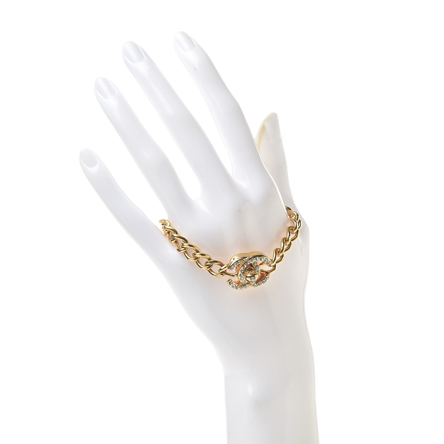 Chanel Crystal CC Turn Lock Bracelet Gold 2 of 6