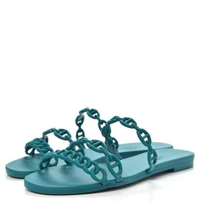 Hermes Rubber Chaine d'Ancre Rivage Sandals 36 Vert d'Ete 3 of 8