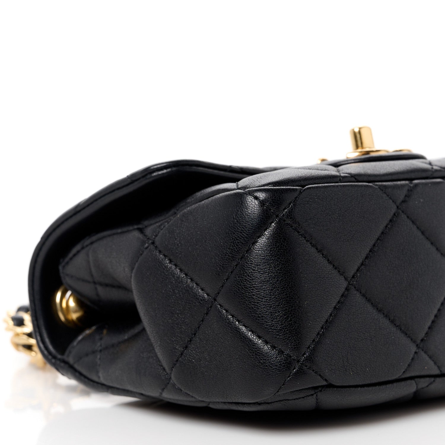 Chanel Lambskin Metal Quilted Mini Top Handle Square Flap Black 10 of 12