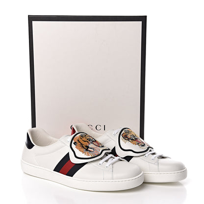 Gucci Calfskin Ayers Web Tiger Embroidered Mens Ace Sneakers 12 White 8 of 8