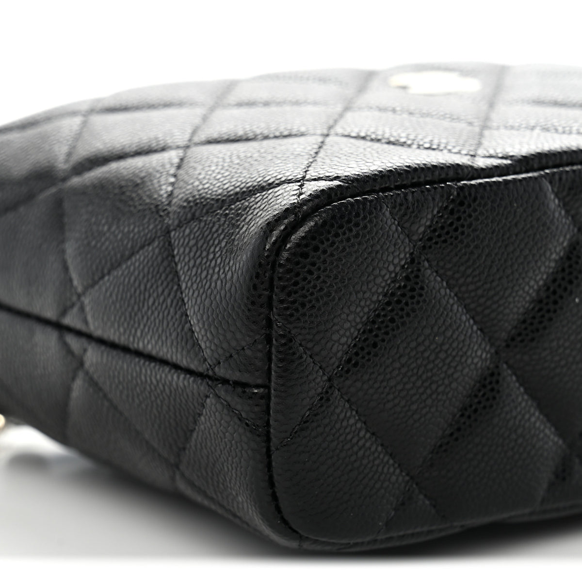 Caviar Quilted Hobo Clutch With Chain  Black