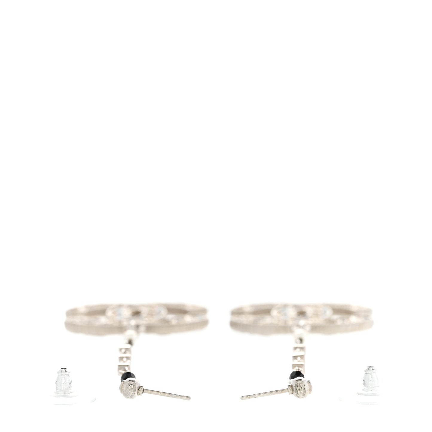 Pearl Crystal CC Tweed Drop Earrings Silver Blue Black