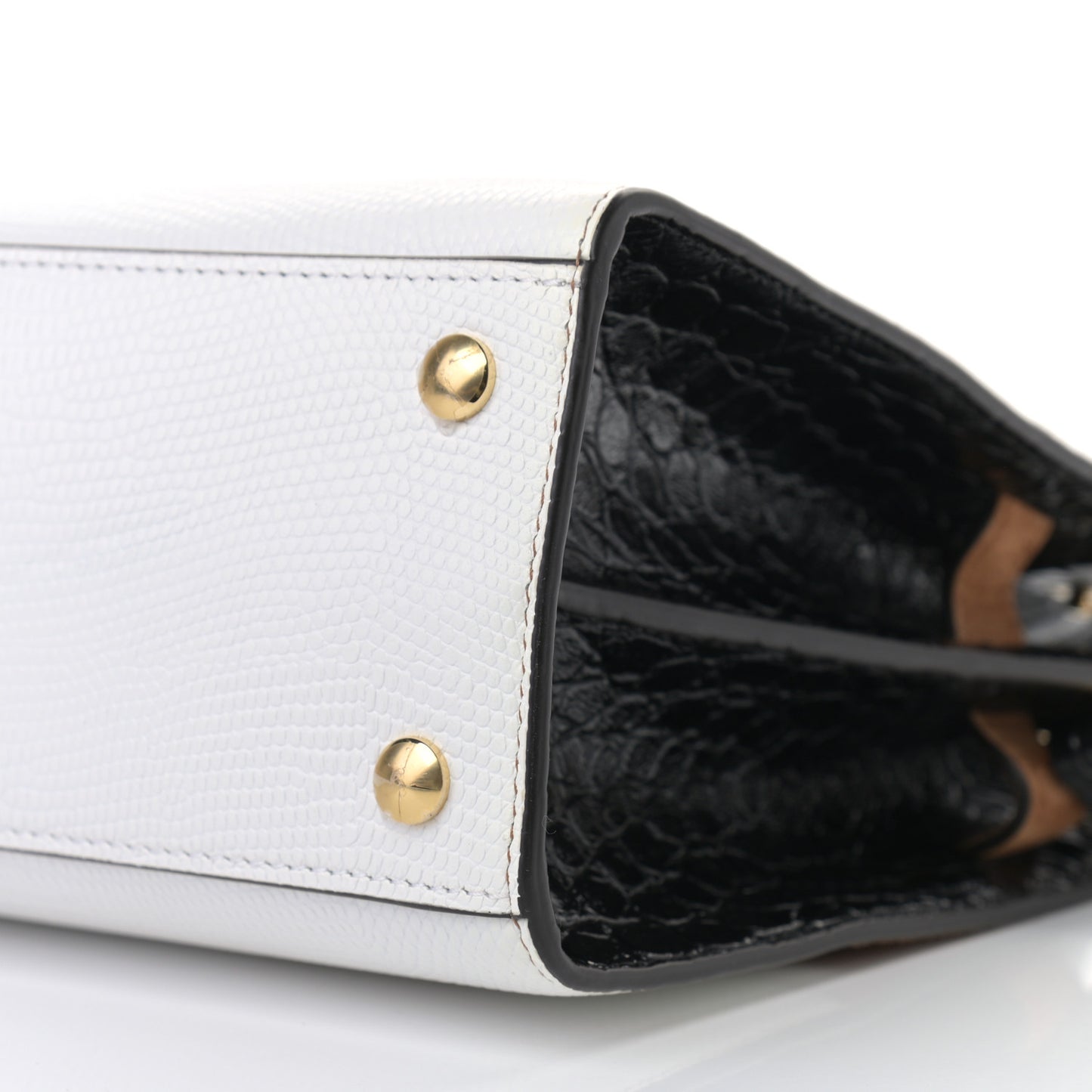 Deerskin Suede Crocodile Embossed Calfskin Medium Title Bag