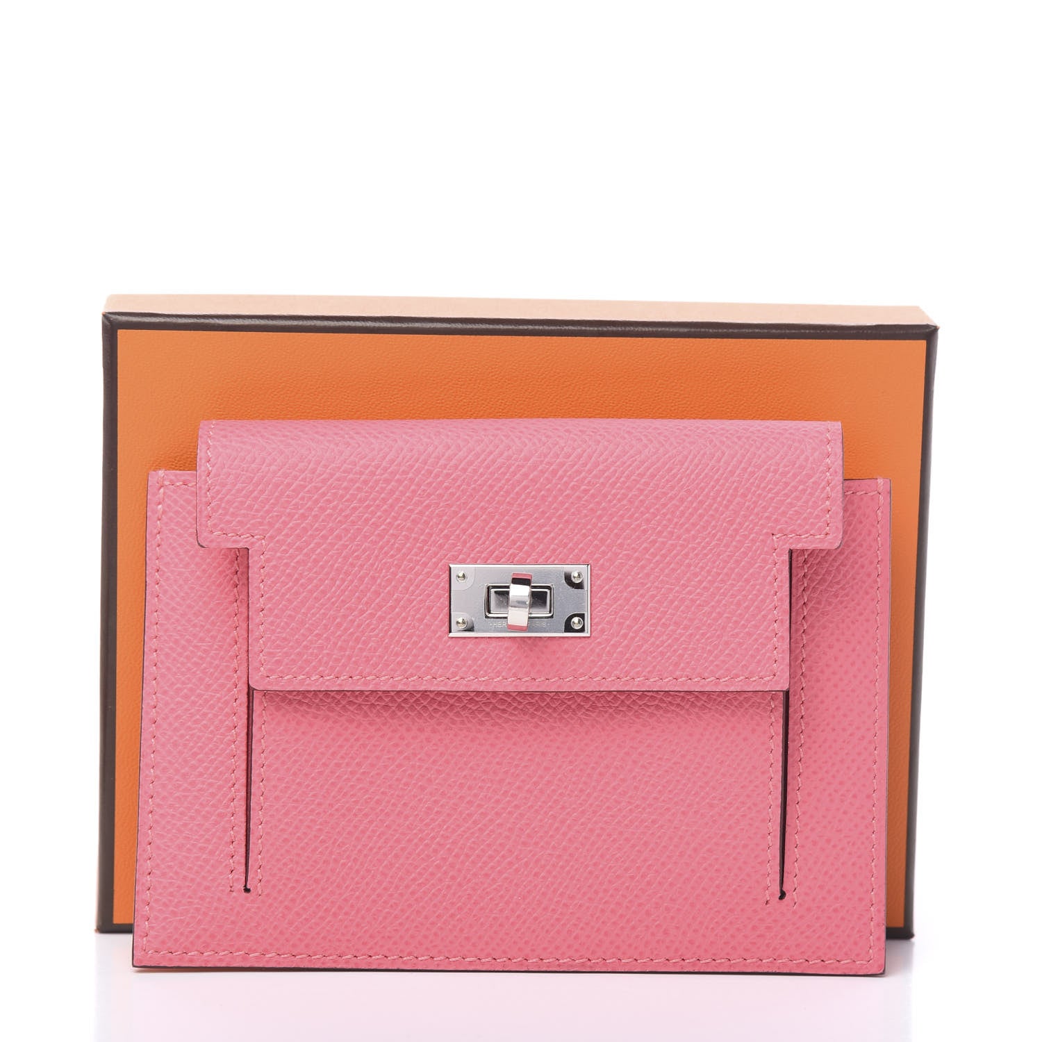 Hermes Epsom Kelly Pocket Compact Wallet Rose Azalee 7 of 7
