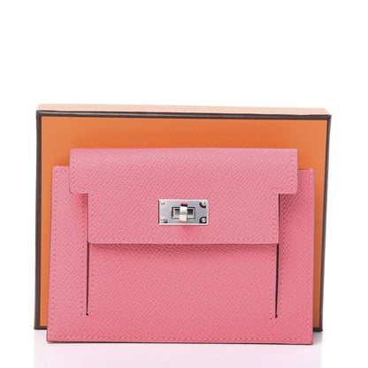 Hermes Epsom Kelly Pocket Compact Wallet Rose Azalee 7 of 7