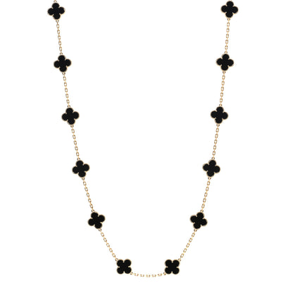 Van Cleef & Arpels 18K Yellow Gold Black Onyx 20 Motifs Vintage Alhambra Necklace 1 of 4