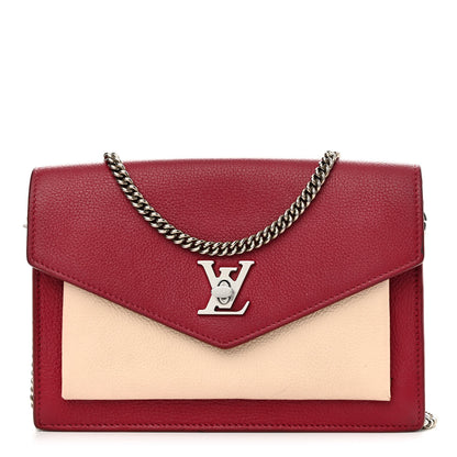 Louis Vuitton Calfskin My Lockme Chain Pochette Lie De Vin Etain Creme 1 of 13
