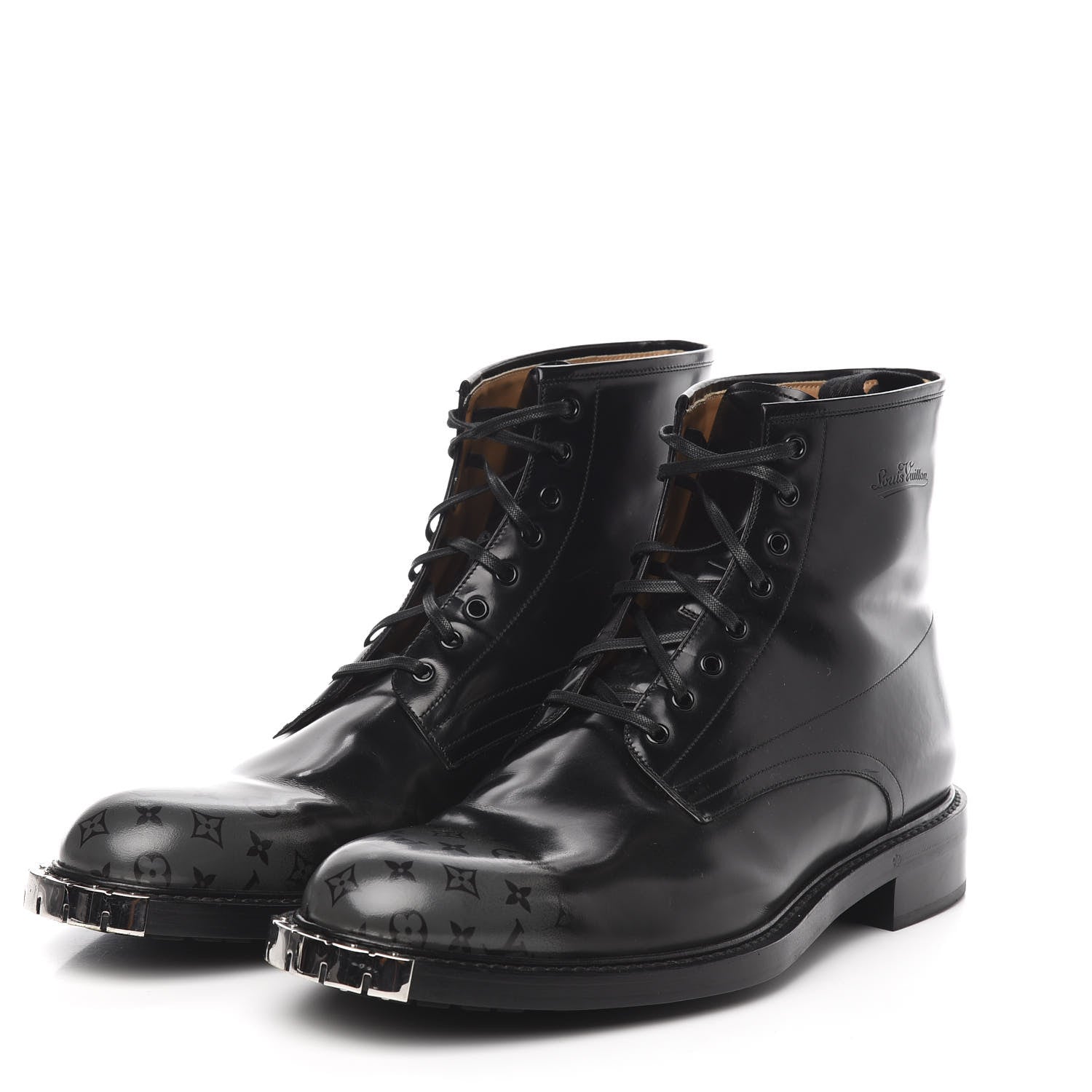 Louis Vuitton Calfskin Monogram Mens Ankle Boots 10.5 Black 4 of 11