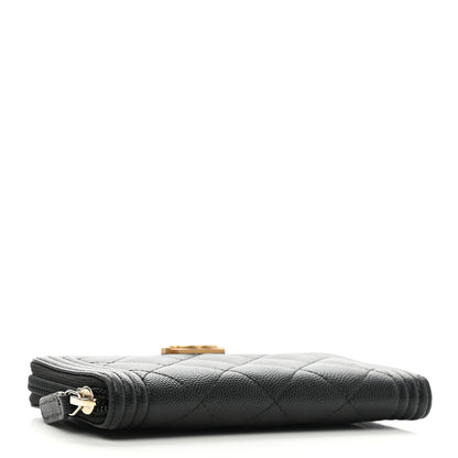 Chanel Caviar Quilted Small Boy Zip Around Wallet Black 4 of 10